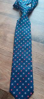 Vintage zijden stropdas blauw met ruitjes, Ophalen of Verzenden, Zo goed als nieuw, Blauw, Met patroon