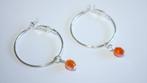 Zilverkleurige oorbellen met schitterende oranje facetkraalt, Overige materialen, Hangers, Nieuw, Oranje
