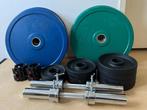 155kg 50mm halterschijven + overige fitnessmaterialen, Sport en Fitness, Ophalen, Zo goed als nieuw, Halterschijven