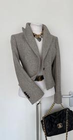 Pauw maat 2 wollen tweed jasje grijs melange, Verzenden