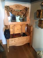 Grenen Klepbank met Spiegel - Brocant Setje, Ophalen