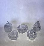 Vijf potjes / bakjes van kristal en persglas, Antiek en Kunst, Ophalen of Verzenden