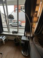 Staande lamp grijs/spiegelend (weg ivm verhuizing), Ophalen of Verzenden, Gebruikt, Metaal, 75 cm of meer