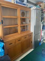 Teakhouten buffetkast met zwarte grepen, Huis en Inrichting, Kasten | Buffetkasten, Ophalen, 100 tot 150 cm, 200 cm of meer, Landelijk/industrieel