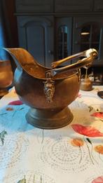 Antieke koperen kolenkit/kolen bak/ bloembak Delfts blauw, Ophalen of Verzenden, Koper