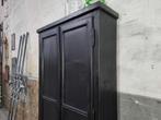 Vintage Zwarte Kast Hoge Dichte Voorraad Kast Landelijk Hout, Met deur(en), 25 tot 50 cm, Minder dan 150 cm, 150 tot 200 cm