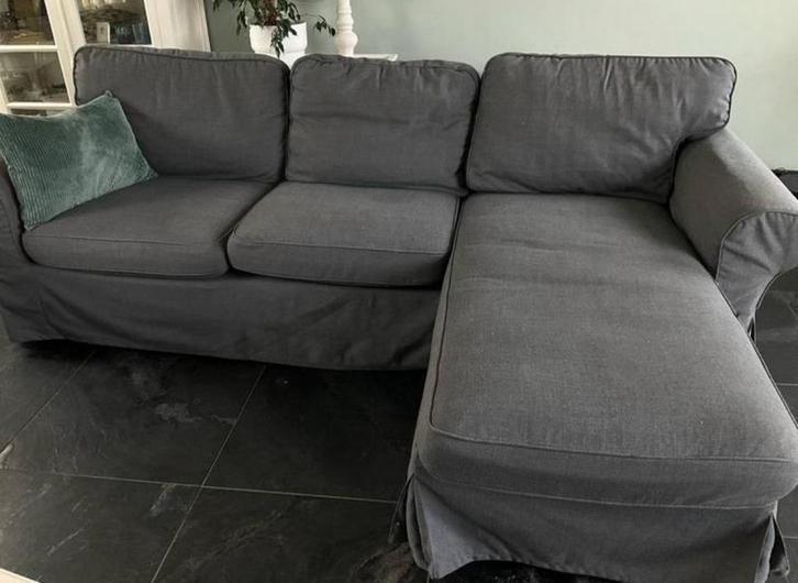 Super mooie landelijke grijze IKEA Ektorp Chaiselounge!!, Huis en Inrichting, Banken | Complete zithoeken, Zo goed als nieuw, Stof