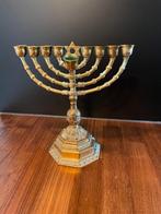 Zware messing chanoekia / Hanukkah‑menorah, Ophalen of Verzenden, Koper of Brons