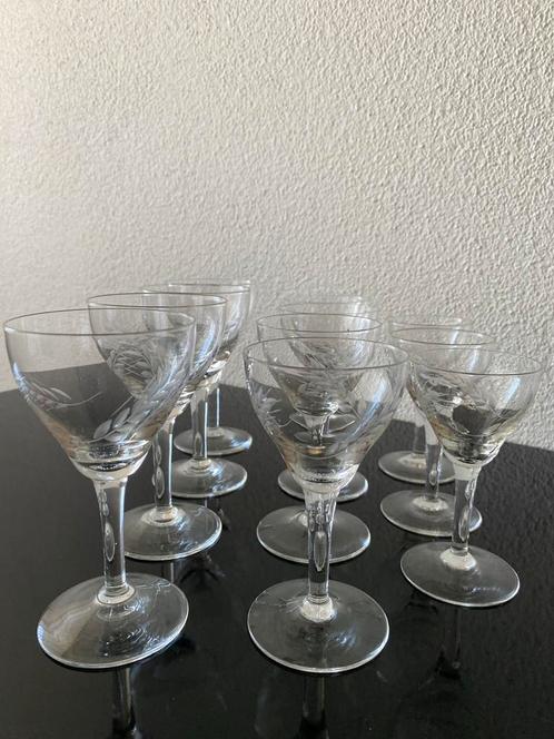 Antieke Borrelglazen Set van 11, Antiek en Kunst, Antiek | Glas en Kristal, Ophalen