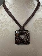 Vintage halsketting bruin/ zilver, Ophalen of Verzenden, Zo goed als nieuw, Bruin, Overige materialen