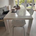 Hoogglans witte eettafel 100x220cm, Huis en Inrichting, Tafels | Eettafels, Ophalen, 50 tot 100 cm, Zo goed als nieuw, Vijf personen of meer