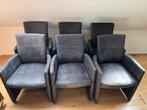 Set van 6 eetkamerstoelen – industrieel grijs met wieltjes, Huis en Inrichting, Stoelen, Ophalen, Zo goed als nieuw, Grijs, Vijf, Zes of meer stoelen