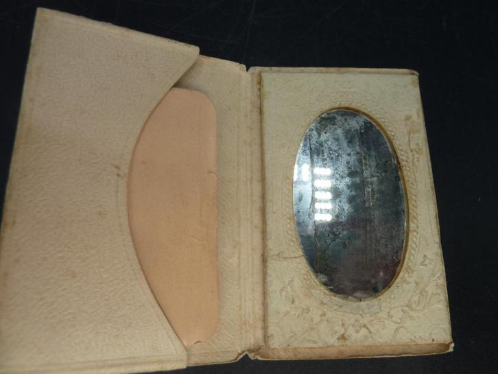 Antiek miniatuur handtas spiegeltje 1908, Antiek en Kunst, Curiosa en Brocante, Ophalen of Verzenden