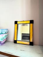 Vintage glas in lood spiegel, Antiek en Kunst, Antiek | Spiegels, Verzenden, Rechthoekig, Minder dan 50 cm, Minder dan 100 cm