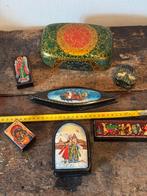 7 oude ( Russische) lakdoosjes sommige gesigneerd, Ophalen of Verzenden