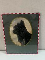 Schilerij v hond met vrolijke lijst, Ophalen of Verzenden