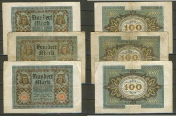 Kreichsbanknote 3 Biljetten 100 Mark 1920 Noodgeld c-165 jdu beschikbaar voor biedingen