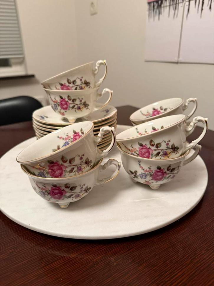 8 Jarolina kop en schotels - puntgaaf!, Antiek en Kunst, Antiek | Servies compleet, Ophalen