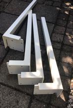 Design eettafel metalen poten massief houten blad wit 180x90, Huis en Inrichting, Ophalen, Gebruikt, 50 tot 100 cm, Vijf personen of meer
