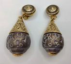 Vintage design oorbellen AKWABA made in France gemerkt groot, Sieraden, Tassen en Uiterlijk, Antieke sieraden, Verzenden, Overige materialen