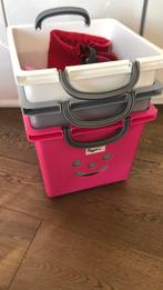Speelgoed opbergbakken 4x smiley roze wit en grijs, Ophalen, Zo goed als nieuw, Jongen of Meisje
