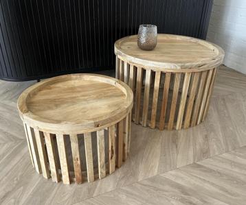 Magazijn Leegverkoop Set 2 ronde salontafels mangohout SALE beschikbaar voor biedingen