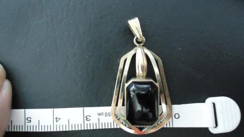 9 karaats gouden kettinghanger met zwarte toermalijn steen, Sieraden, Tassen en Uiterlijk, Kettinghangers, Zo goed als nieuw, Goud