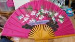 Mooie handgeschilderde waaier Indonesië, Ophalen of Verzenden, Gebruikt, Roze