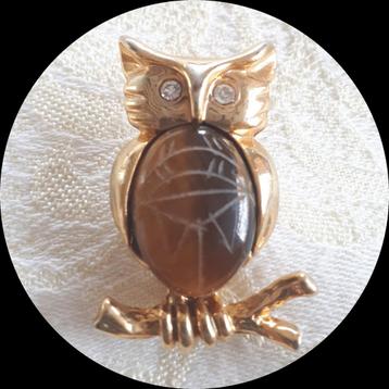 Vintage UIL Broche met Tijgeroog. beschikbaar voor biedingen