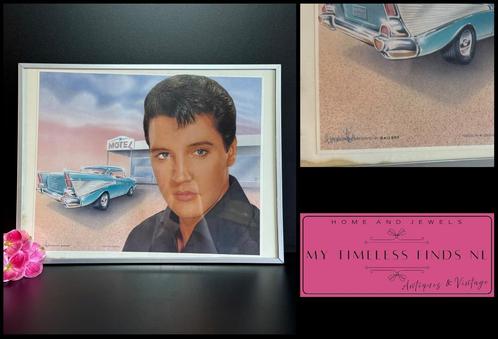 Vintage Elvis Presley poster schilderij - LS, Verzamelen, Muziek, Artiesten en Beroemdheden, Gebruikt, Poster, Artwork of Schilderij
