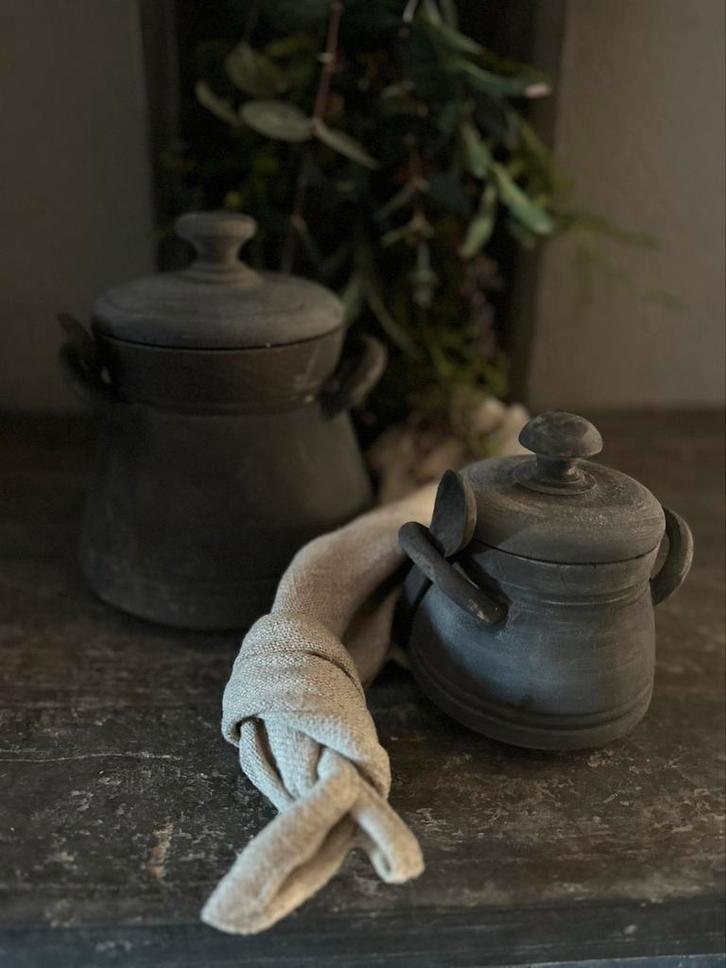 Houten pot met deksel Aura Peeperkorn, Huis en Inrichting, Woonaccessoires | Overige, Nieuw, Ophalen of Verzenden