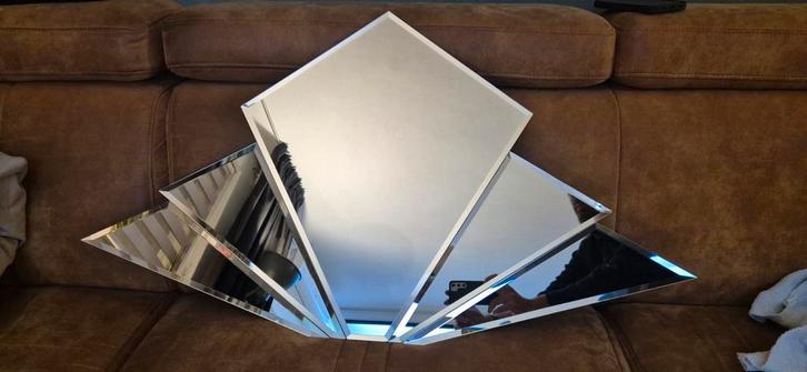 Facetgeslepen Waaier spiegel Art Deco Revival jaren 90, Antiek en Kunst, Antiek | Spiegels, Rechthoekig, Ophalen