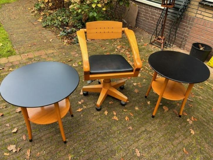 Giorgetti - Massimo Scolari (stoel en bijzettafels), Huis en Inrichting, Bureaustoelen, Gebruikt, Bureaustoel, Bruin, Ergonomisch