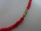 imitatie koraal, ketting, koperen schroefslotje 43 cm, Overige materialen, Verzenden, Rood