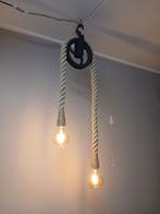 Landelijke plafondlamp van ijzeren katrol, Ophalen of Verzenden, Nieuw, Metaal, Industrieel landelijk