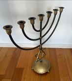 Antieke Zevenarmige Kandelaar met Davidster, Antiek en Kunst, Ophalen of Verzenden, Koper of Brons