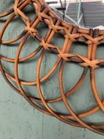 Rotan gevlochten spiegel - vintage retro bamboe, Huis en Inrichting, Woonaccessoires | Spiegels, Ophalen, Gebruikt, Onbekend, 50 tot 75 cm