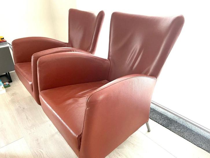 Leren fauteuils..., Huis en Inrichting, Fauteuils, Gebruikt, Leer, 50 tot 75 cm, Minder dan 75 cm, Ophalen