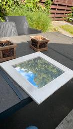 Vierkante spiegel met witte rand (hout) 44 x 44 cm, Huis en Inrichting, Woonaccessoires | Spiegels, Minder dan 50 cm, Gebruikt