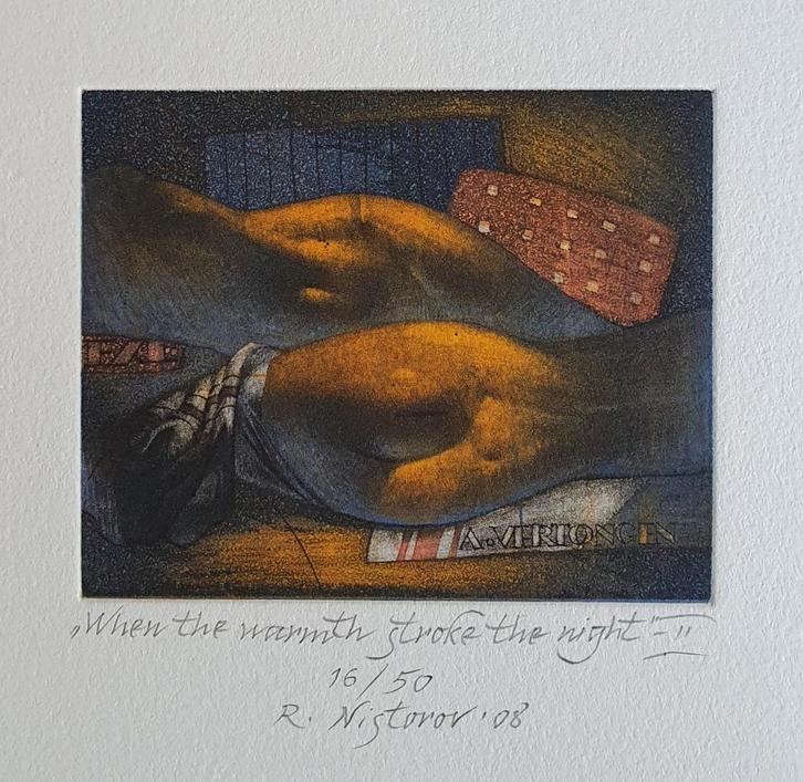 Exlibris R. Nistorov, When the warmth stroke the night II, Antiek en Kunst, Kunst | Etsen en Gravures, Verzenden