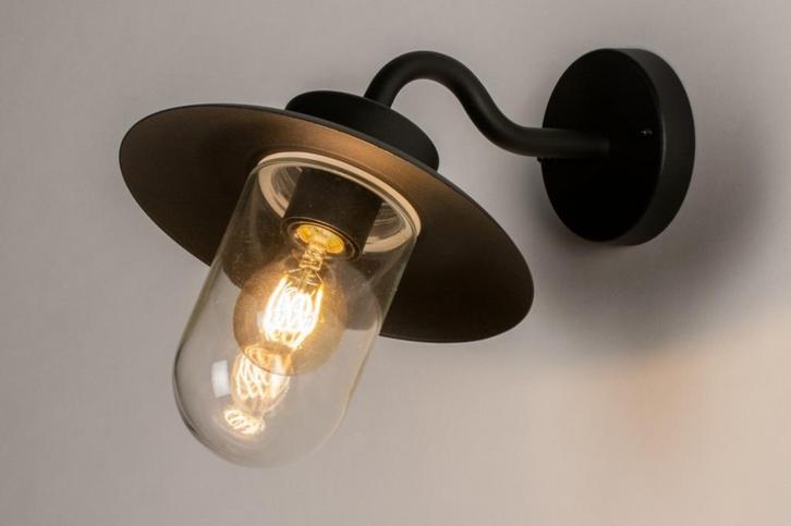 Buitenlamp visserslamp wandlamp zwart glas tuin huis lamp, Huis en Inrichting, Lampen | Wandlampen, Nieuw, Glas, Ophalen of Verzenden