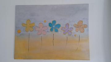 Wanddecoratie schilderij bloemen/ painting flowers beschikbaar voor biedingen