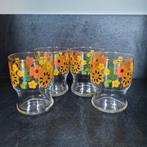 Vintage waterglazen met bloemenprint arcoroc France, Ophalen, Zo goed als nieuw, Overige typen