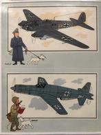 Twee exclusieve prints Kuifje uit 1950 gesigneerd door Hergé, Antiek en Kunst, Curiosa en Brocante, Ophalen of Verzenden