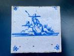 Antieke Blauw Witte Aardewerk Tegel, Ophalen of Verzenden