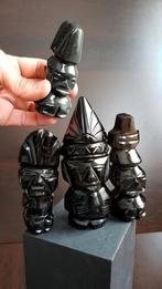 Set van 4 oude Pre-Columbiaanse Beeldjes in Gouden Obsidiaan, Antiek en Kunst, Ophalen of Verzenden