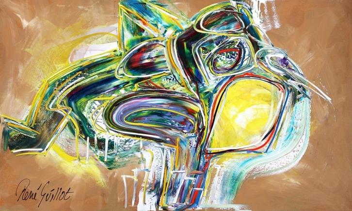 120x200cm groot Schilderij van René Guillot - Villa van Heek, Antiek en Kunst, Kunst | Schilderijen | Modern, Ophalen