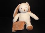 ANNA CLUB PLUSH KONIJN ZACHTE BADSTOF WIT MET BRUINE, Verzenden, Nieuw, Overige typen