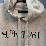 Supertrash sweater hoodie grijs zacht,zwarte letters M 43767, Supertrash, Grijs, Maat 38/40 (M), Ophalen of Verzenden