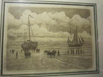 KAREL KOK< Mooie ets als in 1900 Noordwijk Bomschuit  beschikbaar voor biedingen